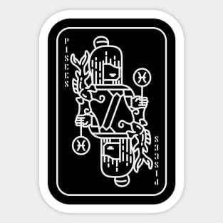 Pisces Zodiac horoscope line art playing card style Sticker